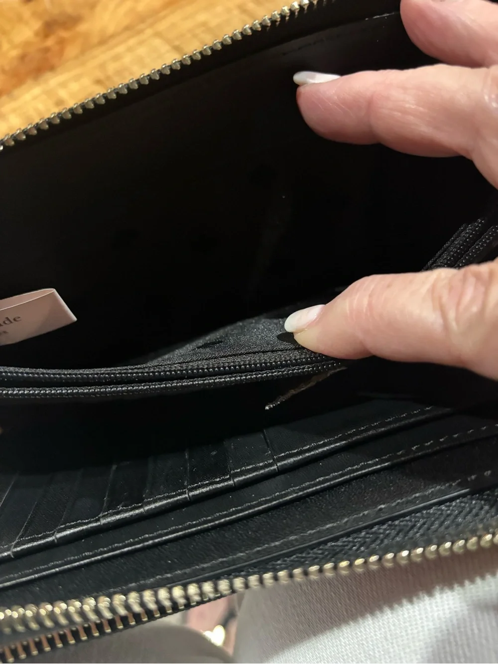 kate spade Black Leather Pebble Wristlet